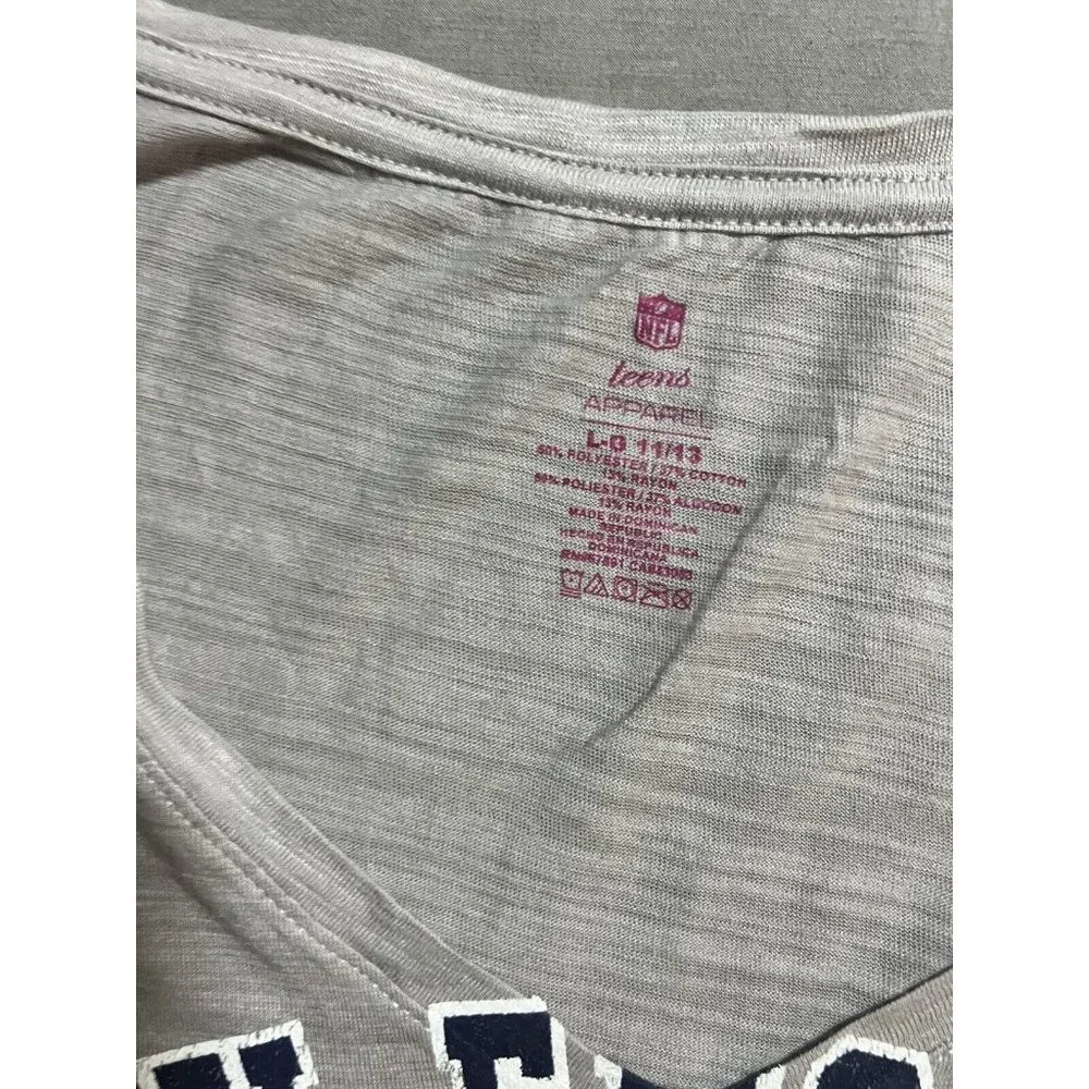 New England Patriots Shirt Teens Large Gray Gray Short‎ Sleeve Tee Girls New.